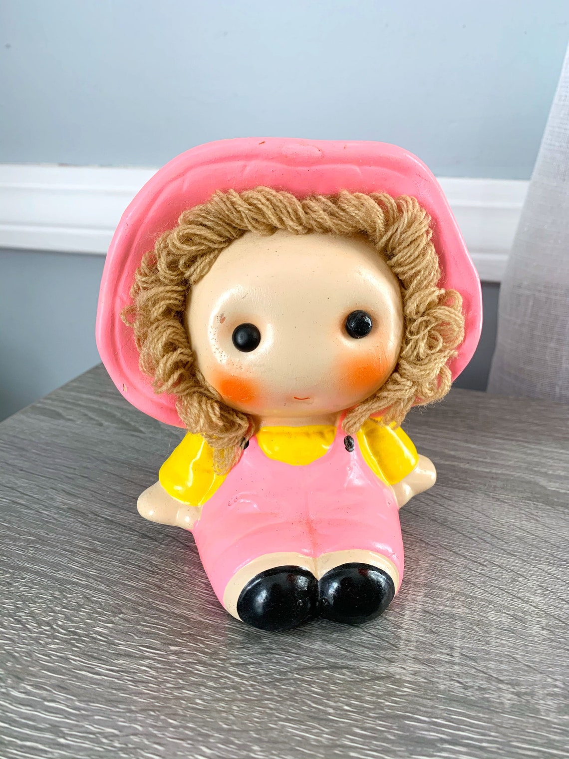 Vintage Doll Coin Bank Retro 70s 80s Chalkware Ceramic Yarn Etsy