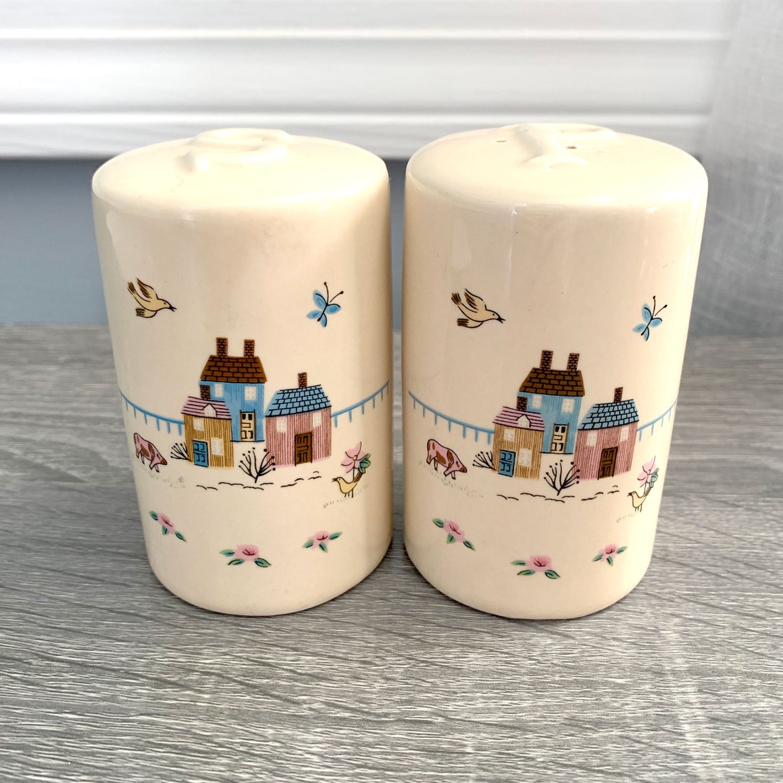 Vintage Cottage Salt and Pepper Shakers Retro Cottagecore Etsy