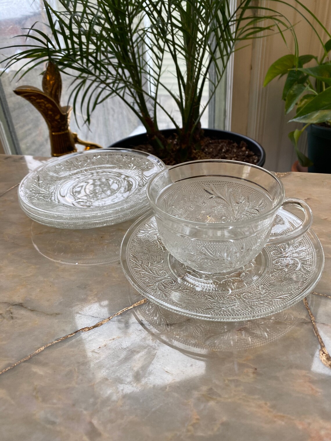 Cut Crystal Tea Cup and Saucers Etsy