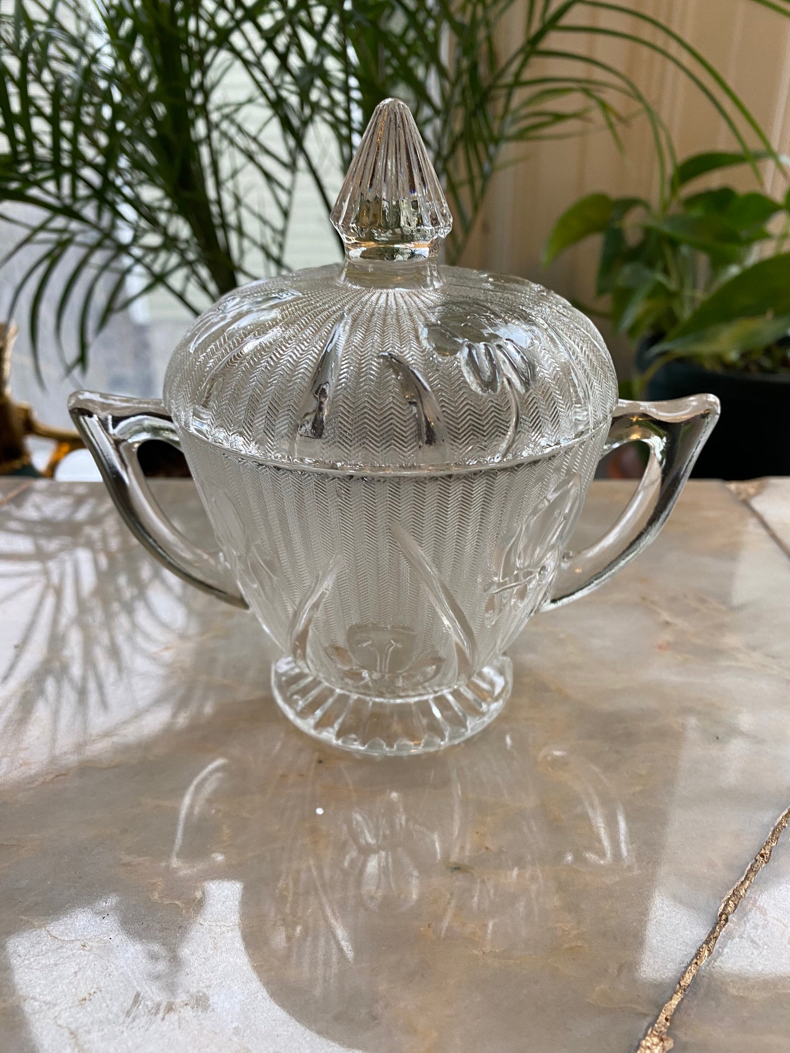 Cut Crystal Sugar Bowl Etsy