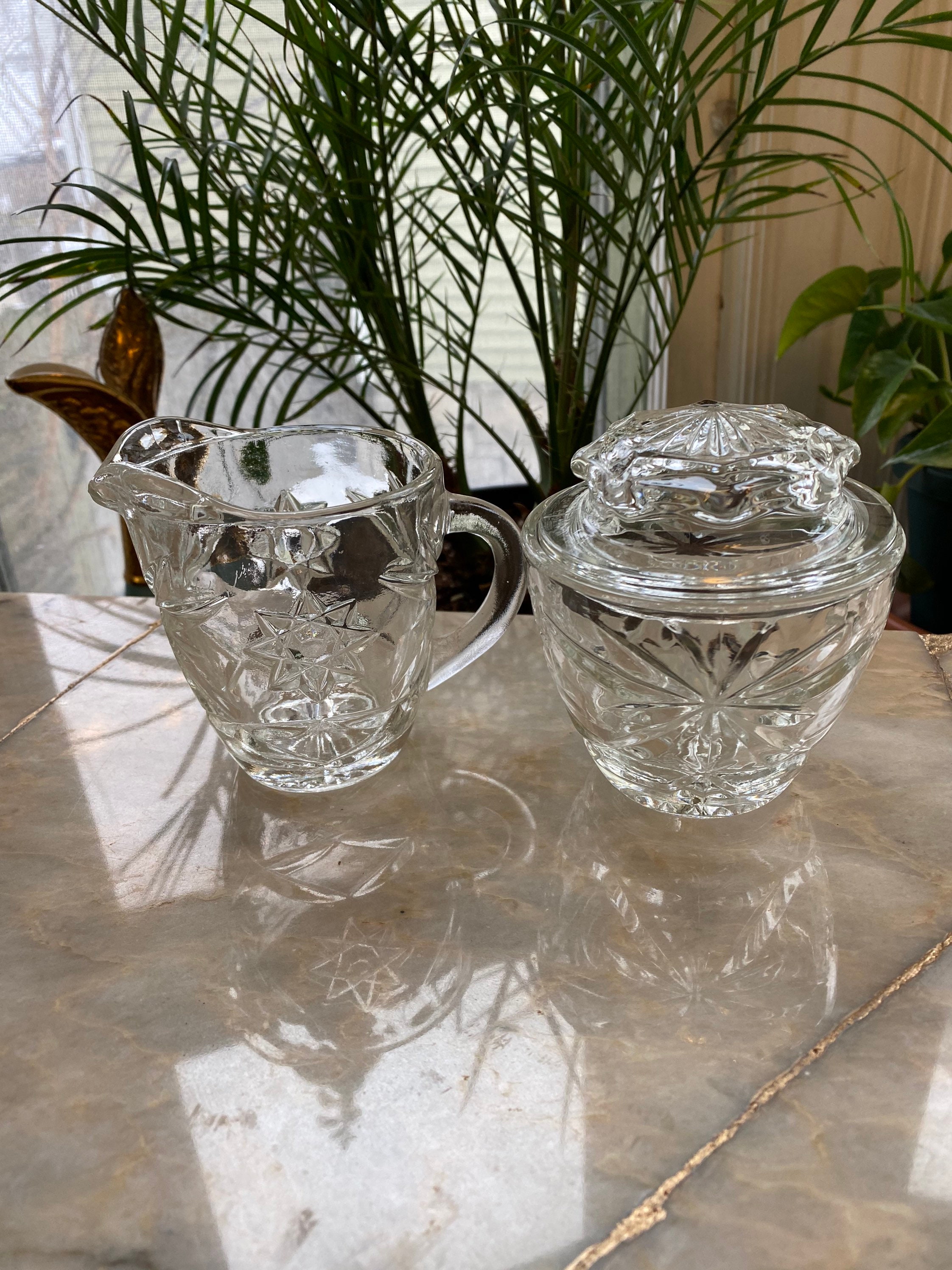 Cut Crystal Sugar Bowl and Creamer Set Etsy
