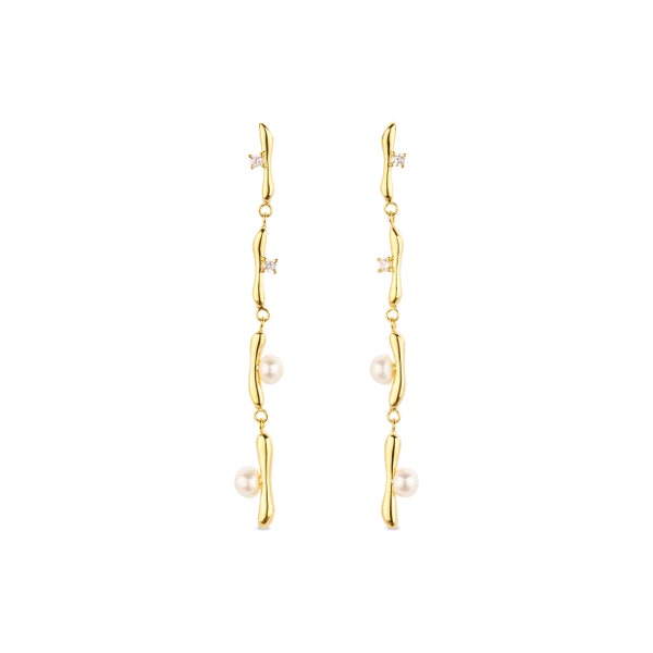 Slim Pearl Earrings gold