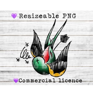 Swallow tattoo flash Png, clipart, design de sublimation avec licence commerciale