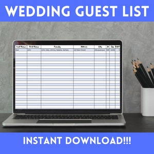 Wedding Guest List Excel Spreadsheet