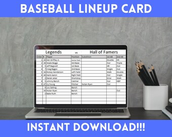 野球ラインナップカードスプレッドシート