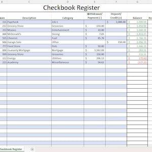 Chequeboek Registreer Excel-spreadsheet