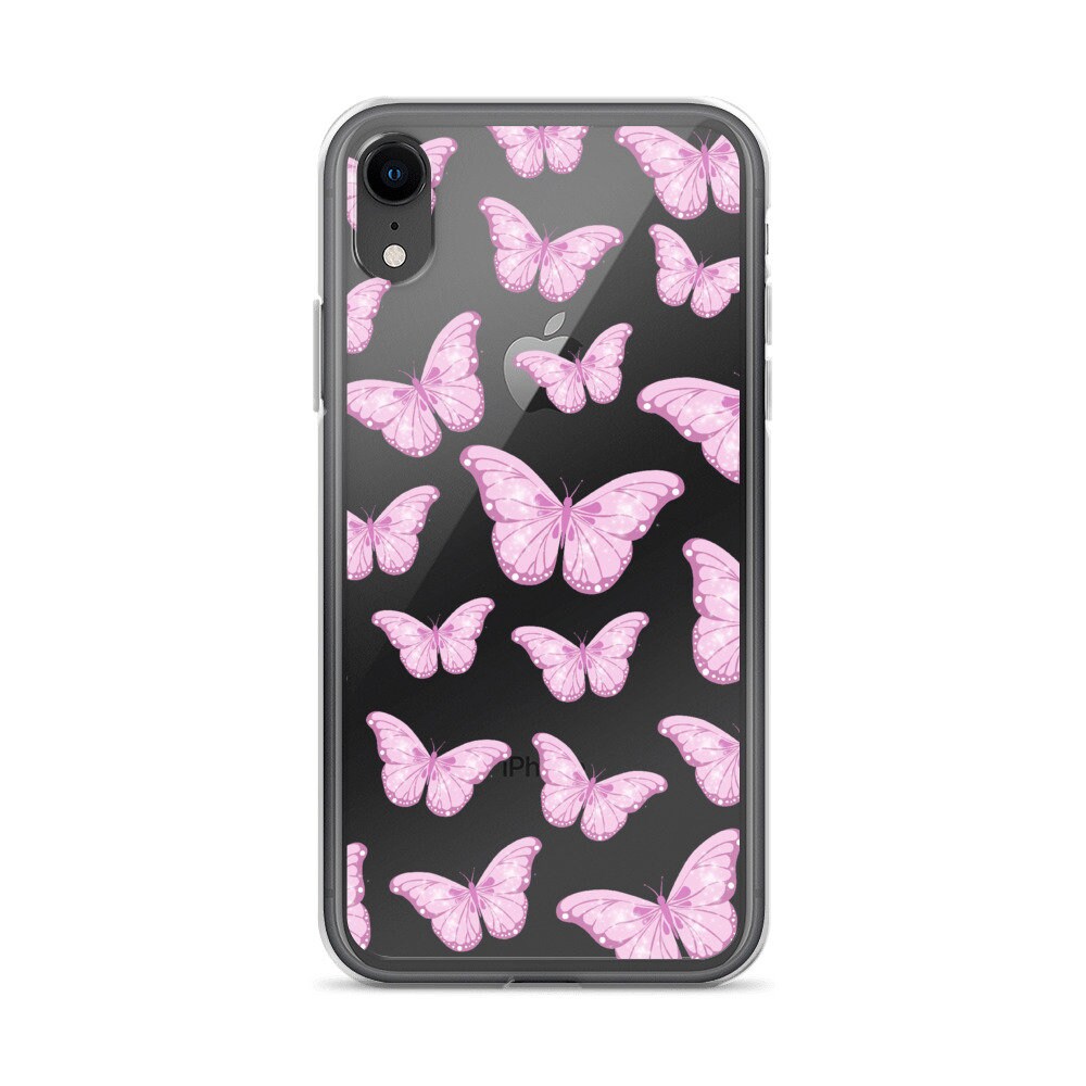 Sparkly pink butterflies clear iPhone Case iPhone 12 11 Pro Etsy