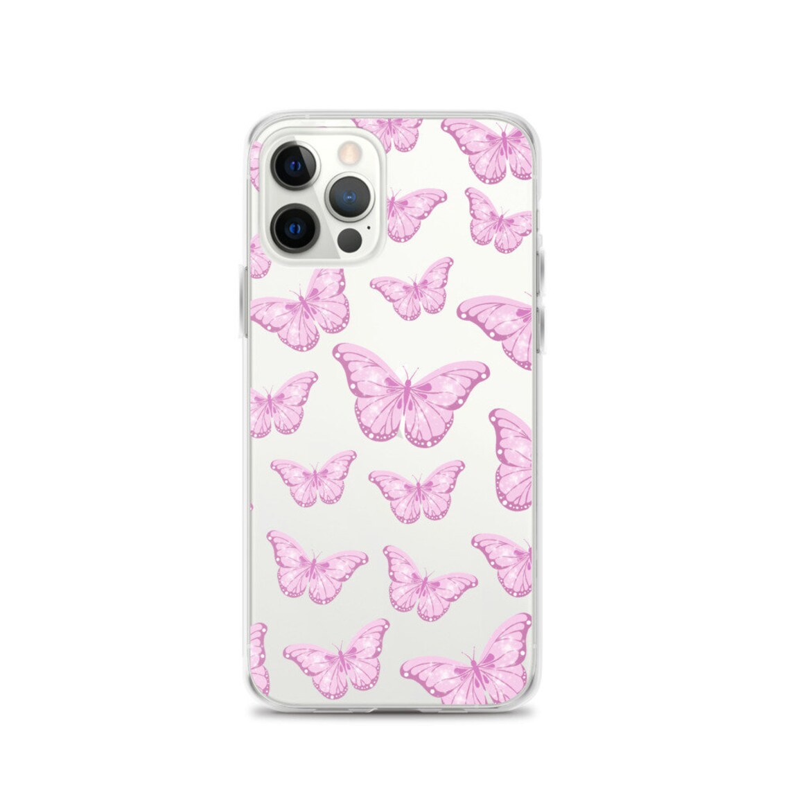 Sparkly pink butterflies clear iPhone Case iPhone 12 11 Pro Etsy