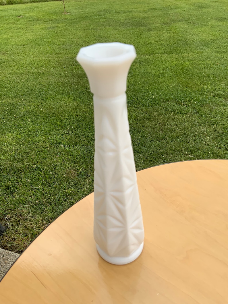 Set of 3 White Milk Glass Bud Vases Etsy