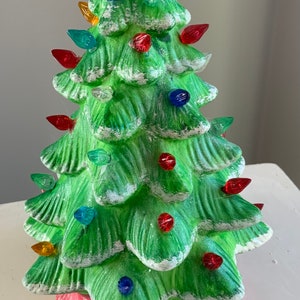 Mini Ceramic Hand Painted Lighted Christmas Tree
