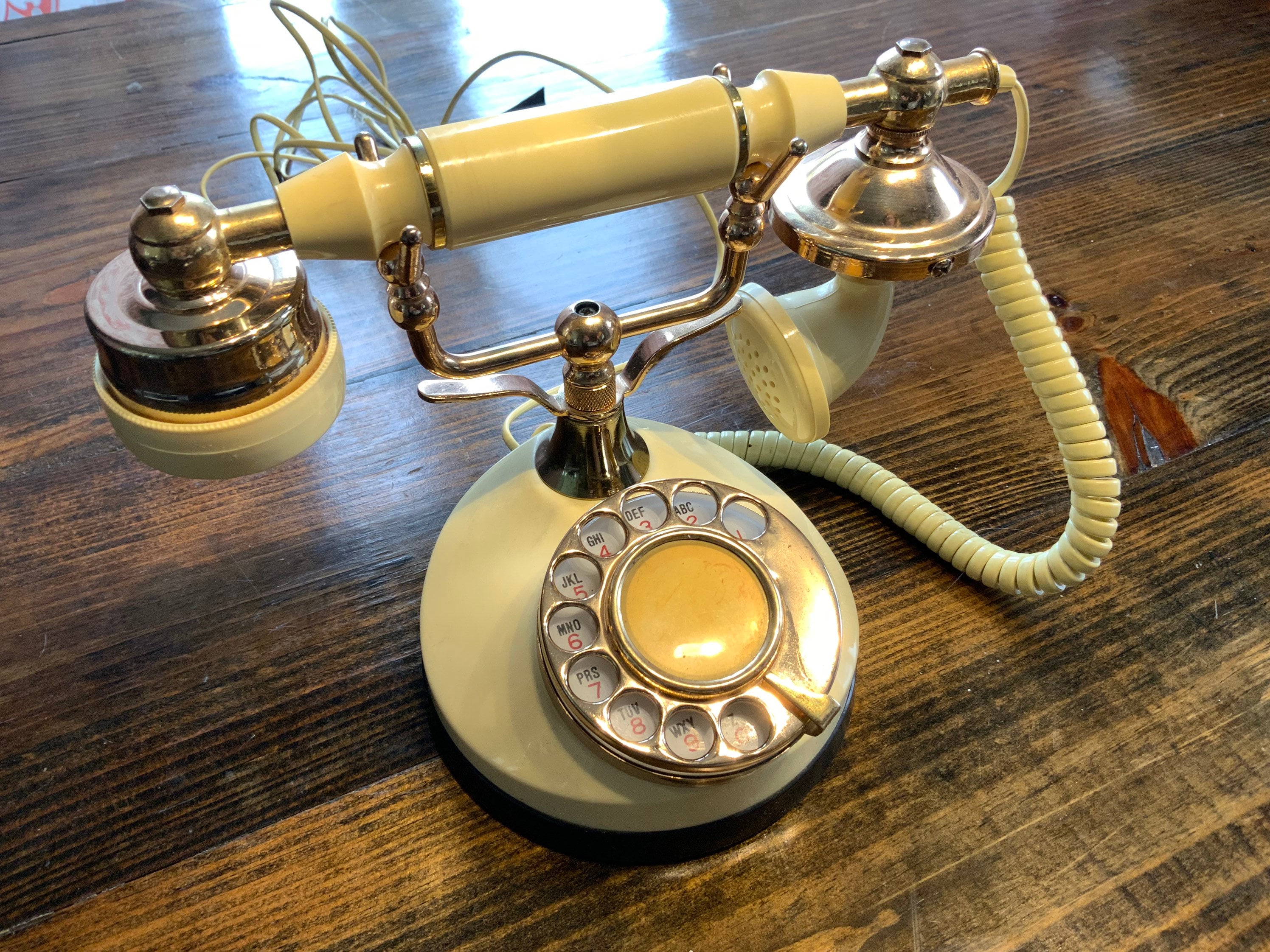 Vintage Elegant Rotary ITT Telephone Ivory and Gold/rose Gold