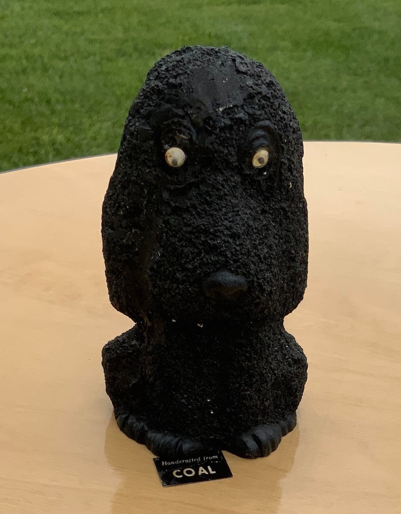 Carved Coal Dog With Googly Eyes Etsy