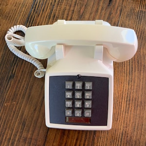 Vintage White Push Button Desk Telephone image 1