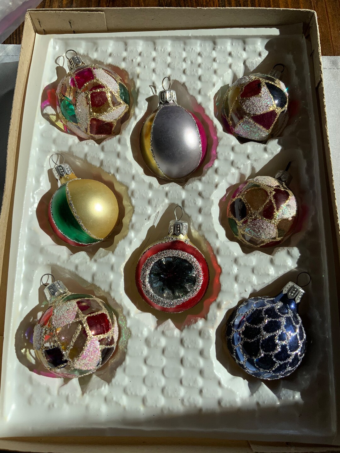 Set of 8 Vintage Romanian Blown Glass Ornament Set Etsy