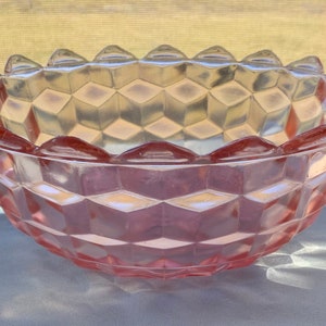 Vintage Jeannette Block Pattern Pink Depression Glass 7” Serving Bowl circa 1930s