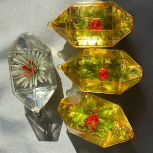 Set of 4 Vintage Jewelbrite Diorama MCM Ornaments
