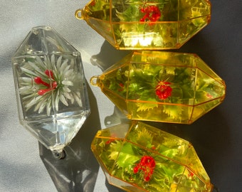 Set of 4 Vintage Jewelbrite Diorama MCM Ornaments