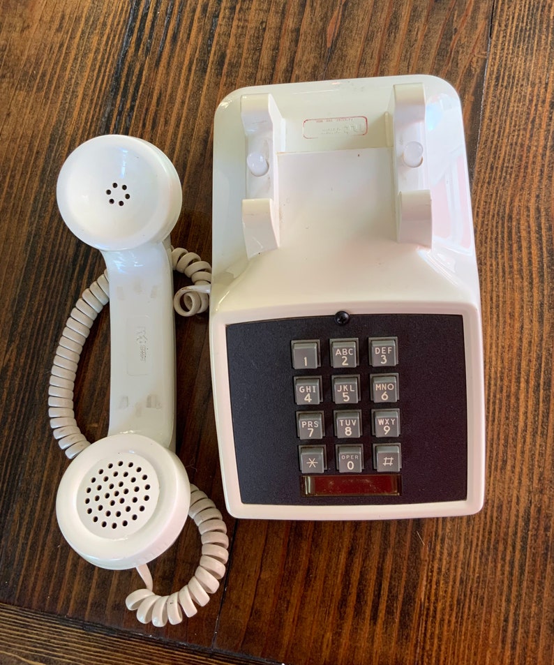 Vintage White Push Button Desk Telephone image 2