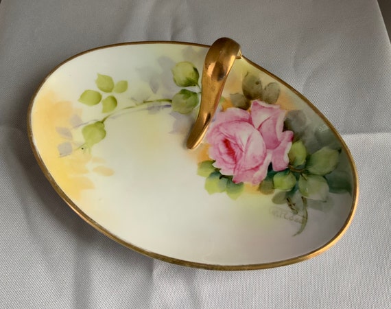 Vintage Nippon Gold Handled Hand Painted Small Tray - Etsy