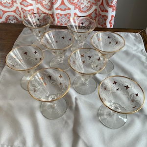 Vintage Art Deco Style Footed Sherbet Serving Bowls Set of 8