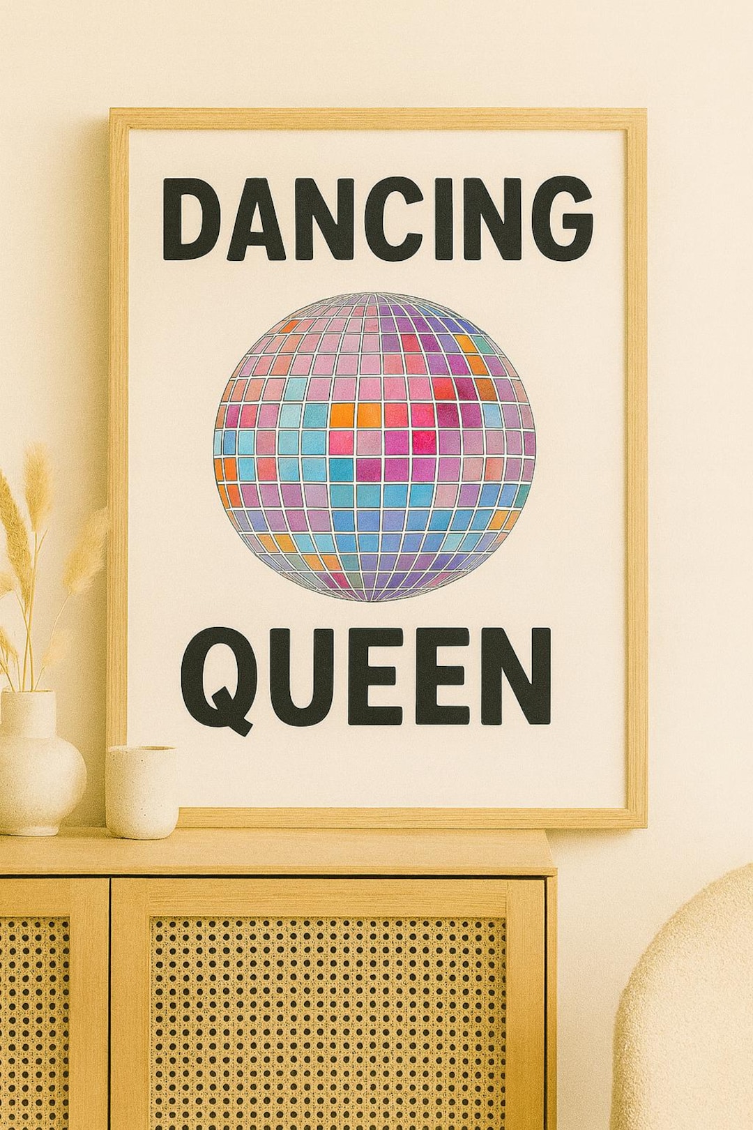 Dancing Queen Abba Mamma Mia Wall Art, Retro Disco Ball Print ...