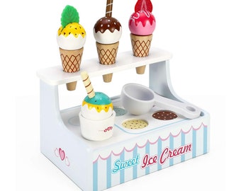 Mini Ice Cream Shop Pretend Play Interactive Role Play Game Early Developmental Playset Gift for Kids Children Girls Ages 3 year old +