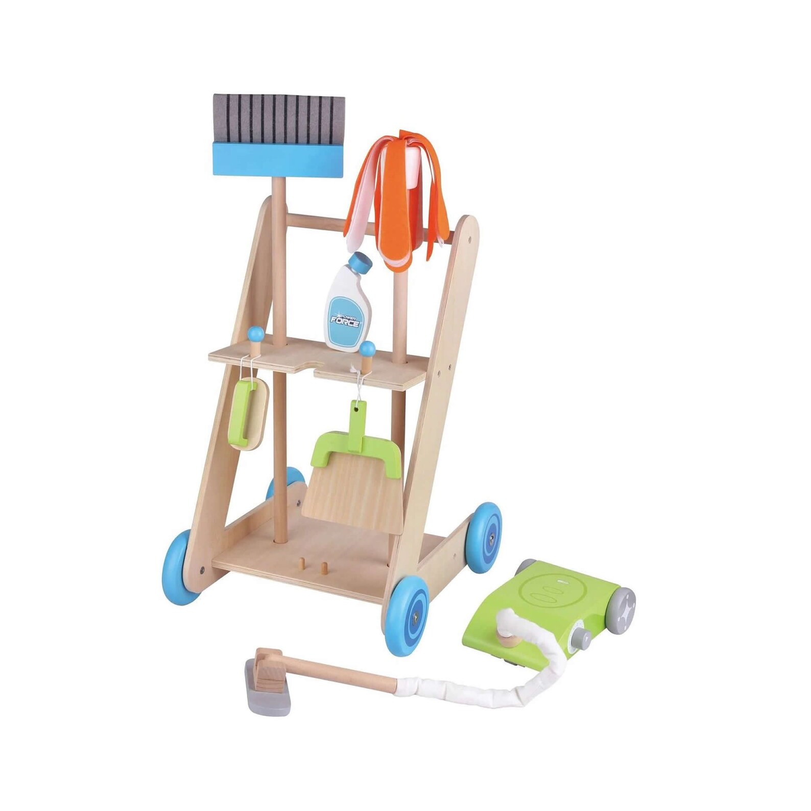 11PC Wooden Toy Cleaning Cart Trolley Pretend Play Set for Etsy