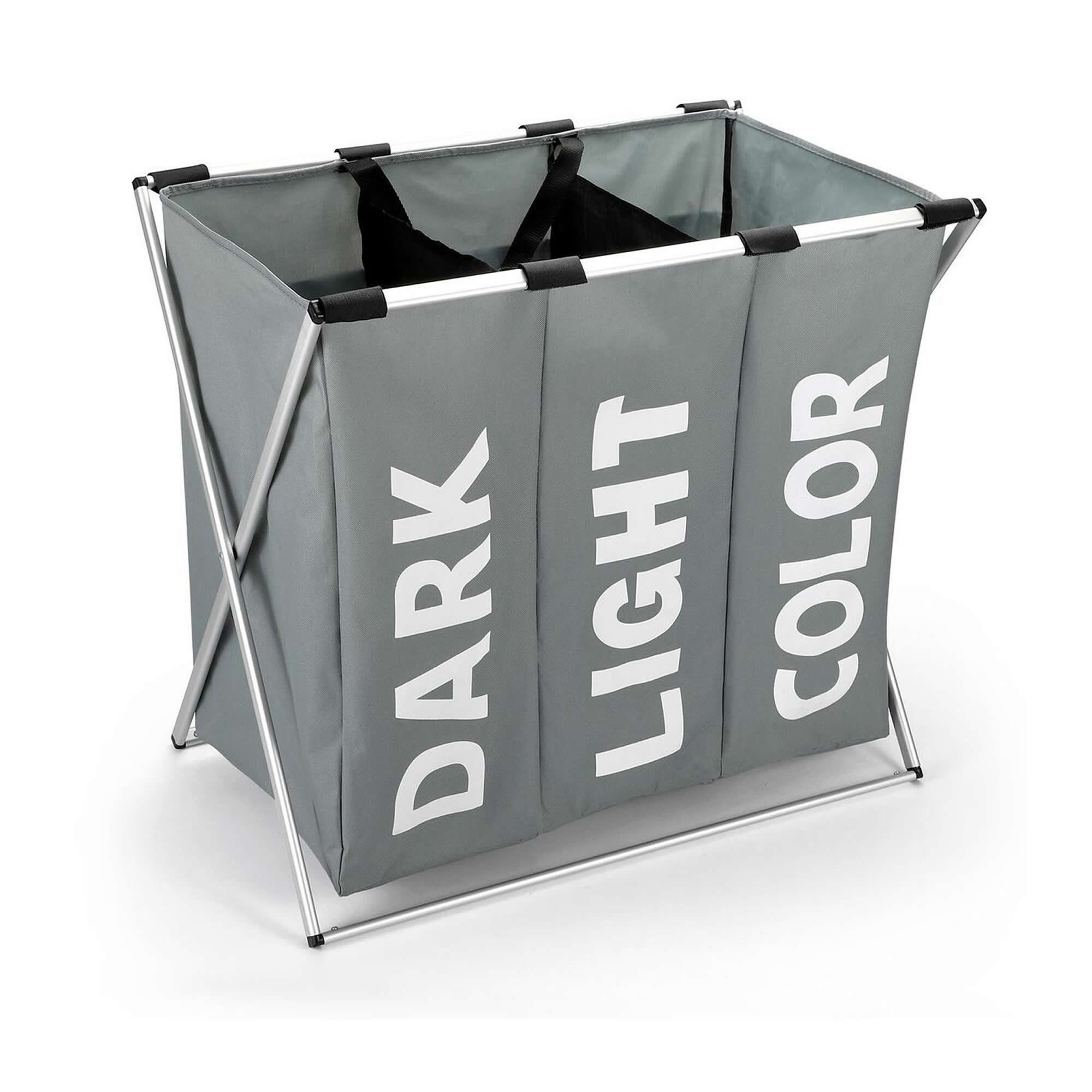 Premium Collapsible Laundry Bag Basket with 3 Compartments & Etsy