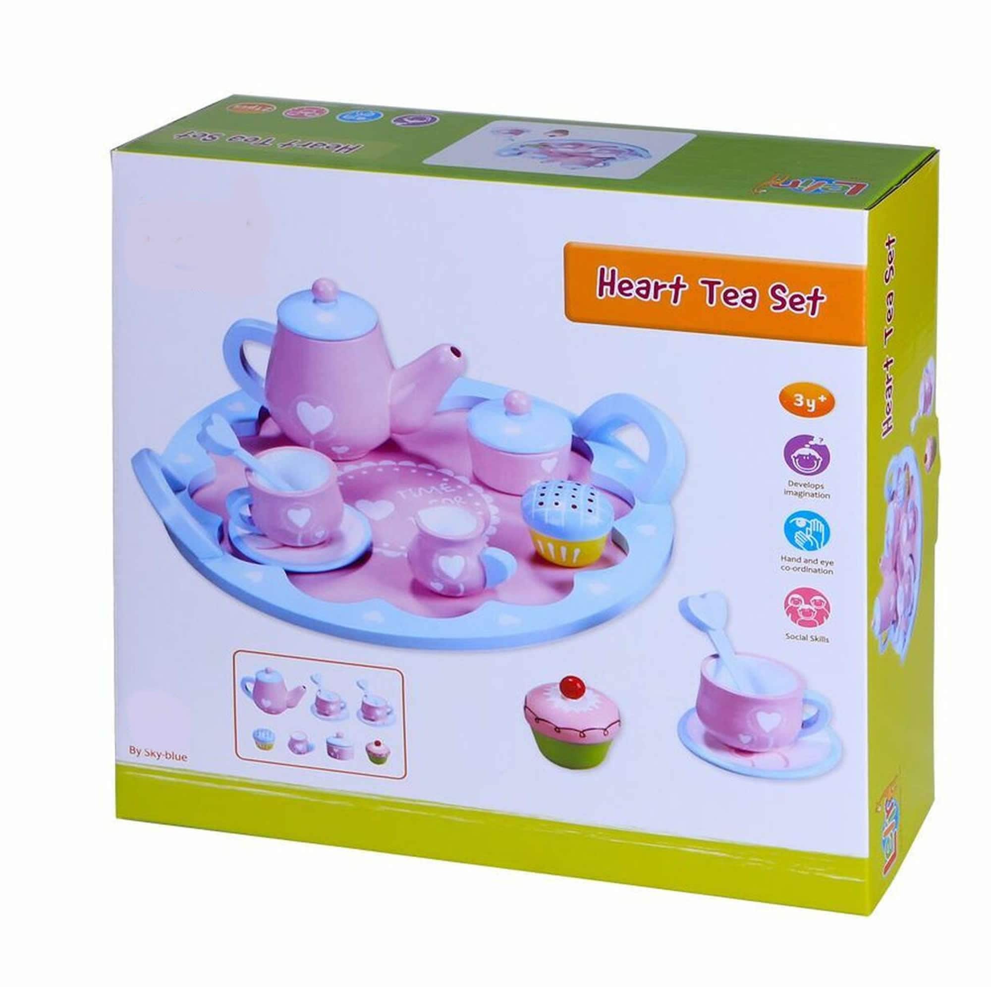 18 PCS Wooden Heart Shaped Tea Set Pretend Play Role Play Toy Etsy UK