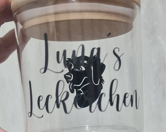 Glas mit Deckel für Leckerchen - Leckerli - Hund - Katze - Belohnung - Personalisiert - Vorratsglas - Vorratsdose - Bonbonglas