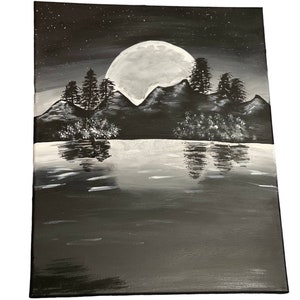 Moonlight Mountain Acrylic Painting