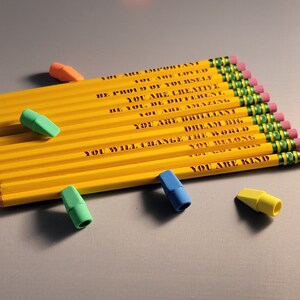 Motivational Laser Engraved Pencils Set – Back to School Gifts, Teacher Supplies, Student Encouragement, Positive Affirmation Pencils