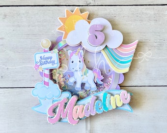 Unicorn Cake Topper | Rainbow Cake Topper | Unicorn Shaker Cake Topper | paperslittlehelper