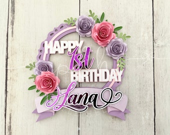 Floral Cake Topper | Butterfly Cake Topper | Sweet 16 | Anniversary | Happy Birthday | paperslittlehelper