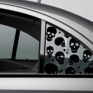 Spooky Skeleton Skull Dot Decal for Car Quarter Window - Vinyl Sticker Graphic with Calavera & Dot Pattern - Auto Accessory for Halloween