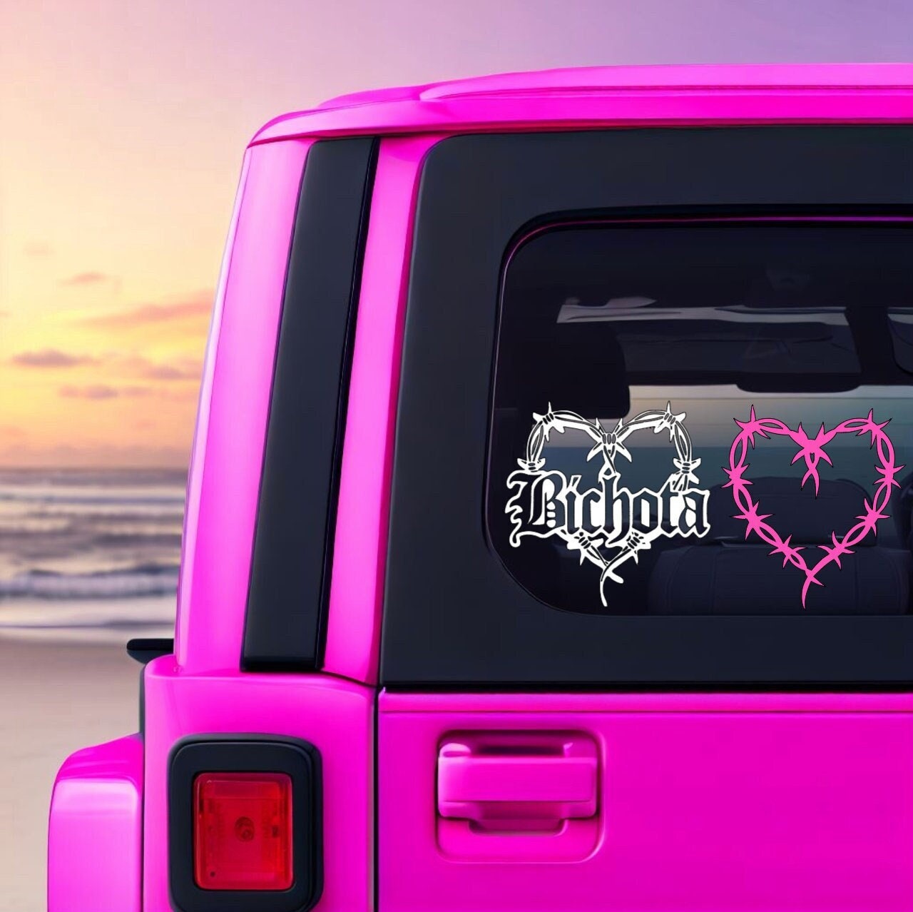 Karol G Barbed Wire Pink Heart Sticker Vinyl Decal Car Window Laptop  Waterproof!