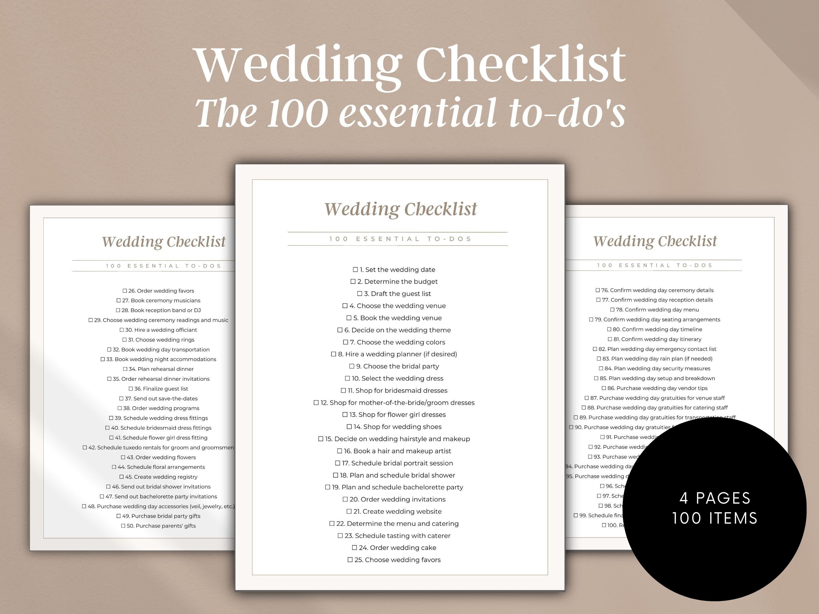 Printable Wedding Checklist Minimalist Printable PDF Bride | lupon.gov.ph