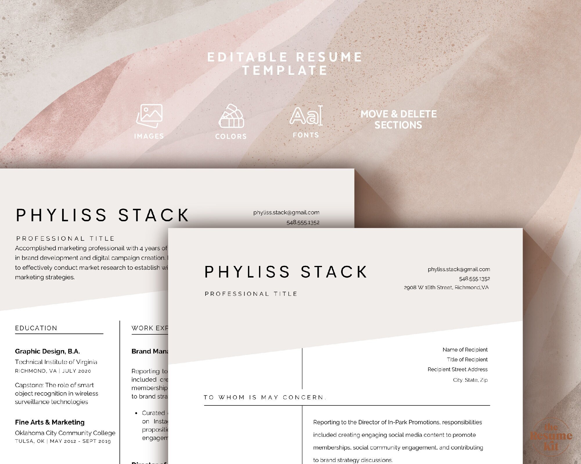 Canva Resume Template, Cv Template Professional and Minimalist Resume