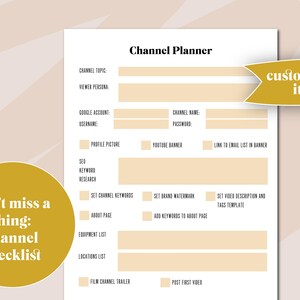 Editable Youtube Planner, Social Media Content Calendar, Printable ...