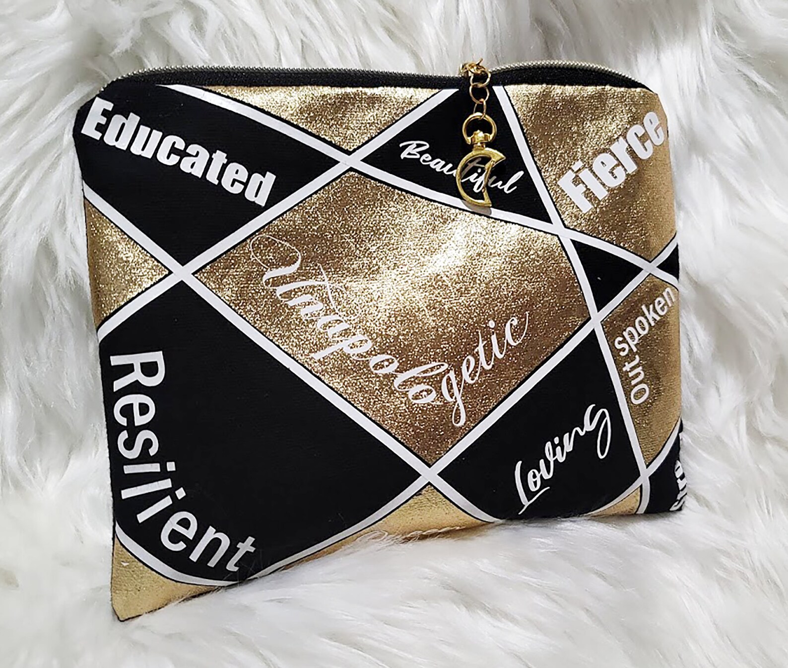 Inspirational Words Gold Clutch Inspiring Words Black Clutch Etsy UK