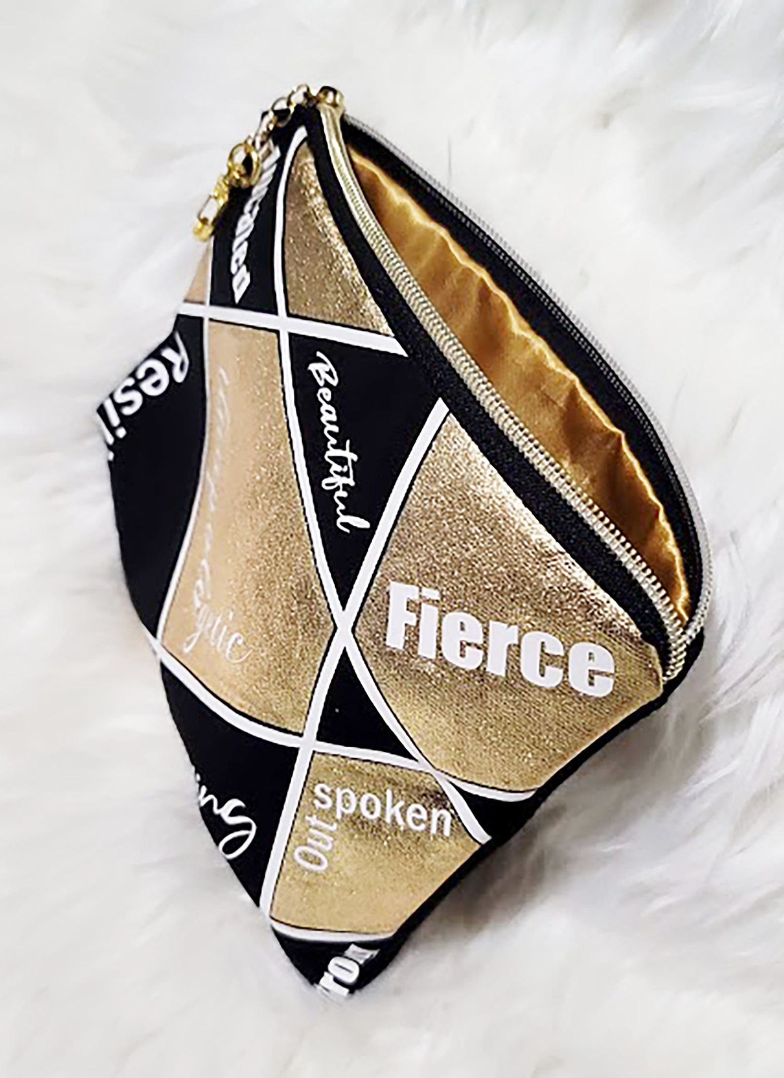 Inspirational Words Gold Clutch Inspiring Words Black Clutch Etsy UK