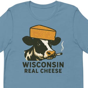 Wisconsin Real Cheese T Shirt | Wisconsin Souvenir | Cheese Head Clothing Gifts | I Love Wisconsin | Dairyland | Badger State | UW | Unisex