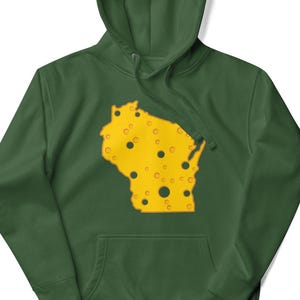 Sudadera con capucha de queso del estado de Wisconsin / Recuerdo de Wisconsin / Ropa con cabeza de queso / Regalos / Amo Wisconsin / Dairyland / Badger State / UW / Unisex