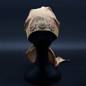 Golden Head Scarf || Head Covering, Designer Accessory, head scarf, headband, hair accessory, headpiece, fashion headpiece || Chebes Couture