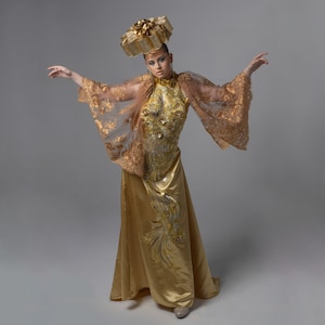 Couture Goldfish Dress || Designer Piece, Avant Garde, Couture gown, prom gown, graduation party, classy dress, golden || Chebes Couture
