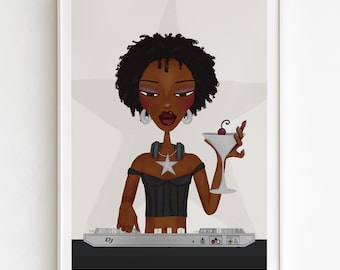 DJ Diva Art Print Funki Girl Art Print