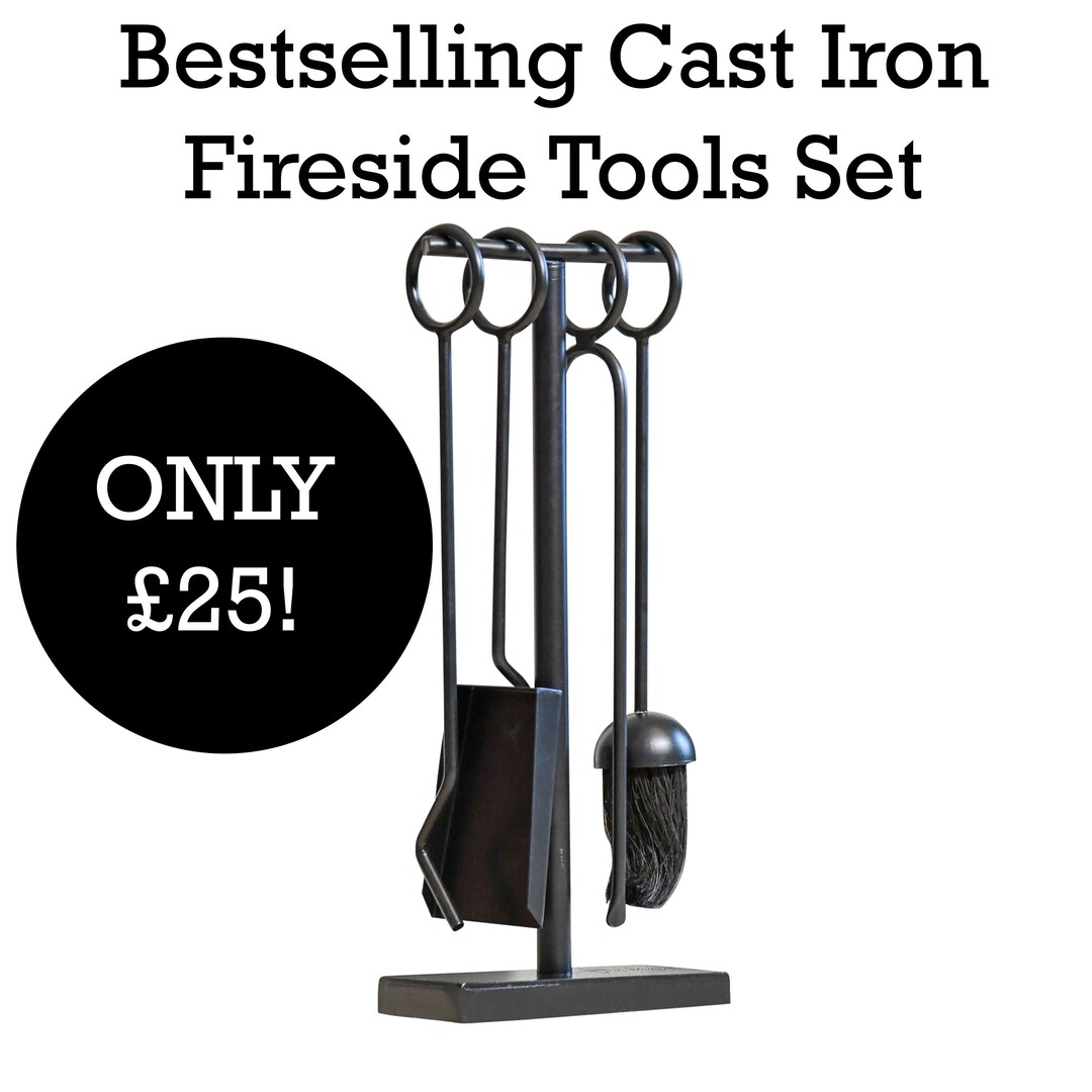 42cm Black Cast Iron Companion Set/ Fireside, Fireplace, Fire Tools