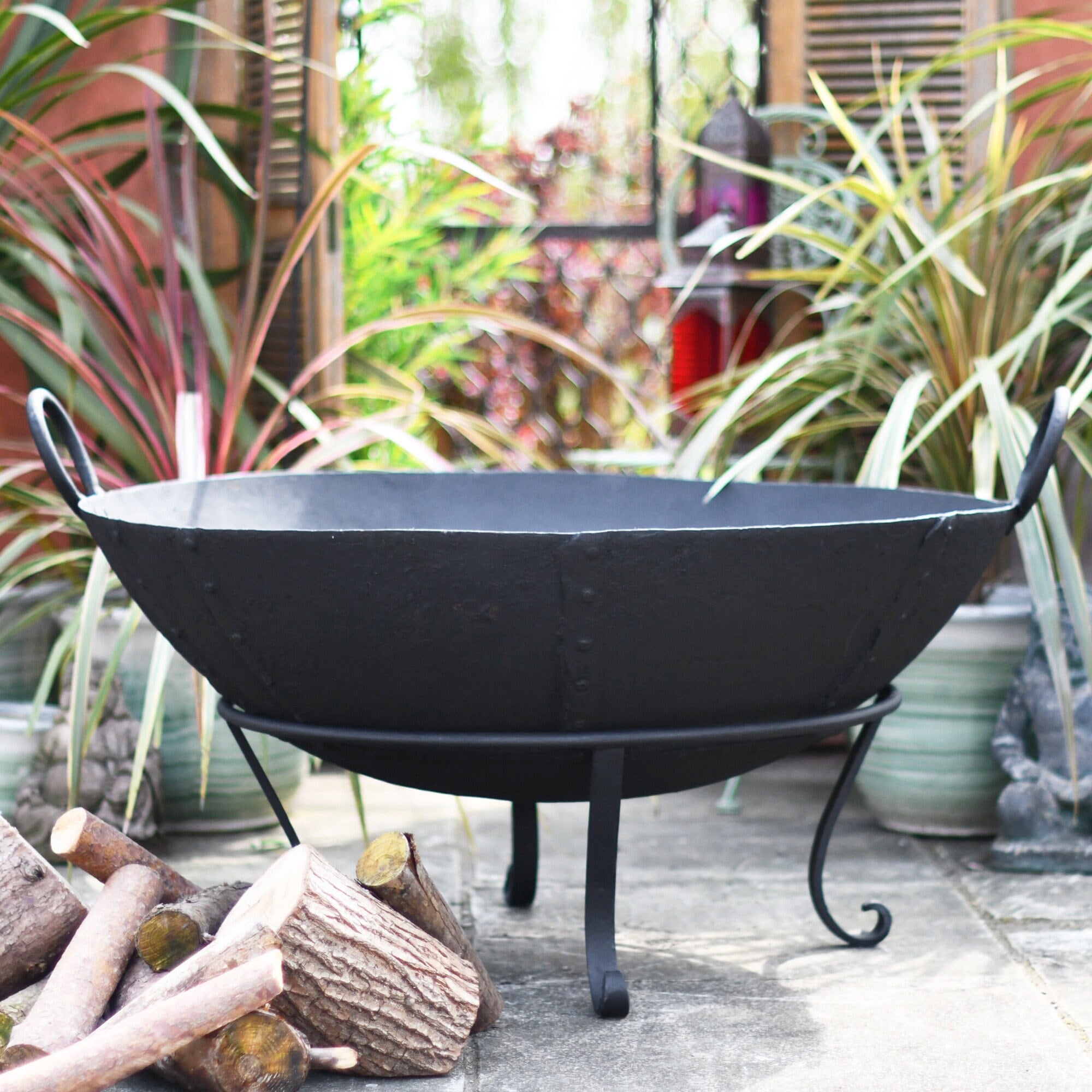 Large 90cm Iron Kadai Fire Bowl/ Fire Pit/ Outdoor Garden Etsy
