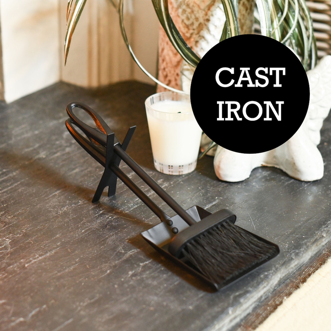 Cast Iron Fireside Ash Pan and Brush Set/fireplace, Save on Heating
