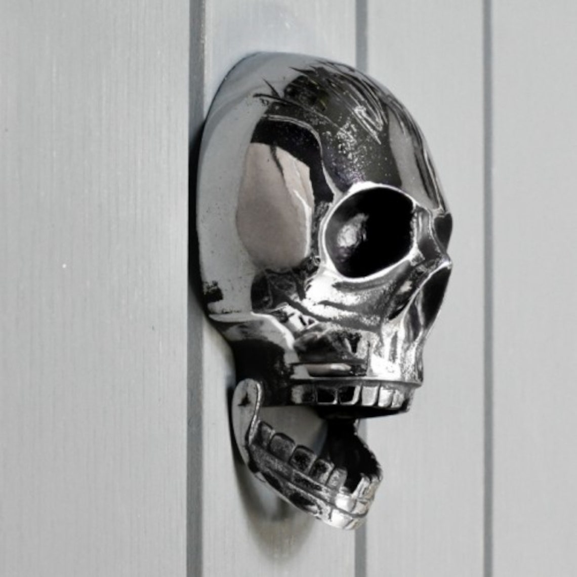 Skull Door Knocker/ Chrome Brass Deluxe Skull/ Gothic Etsy UK
